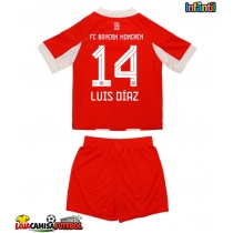 Camisa de Futebol Bayern Munich Luis Diaz #14 Equipamento Principal Infantil 2025-26 Manga Curta (+ Calças curtas)